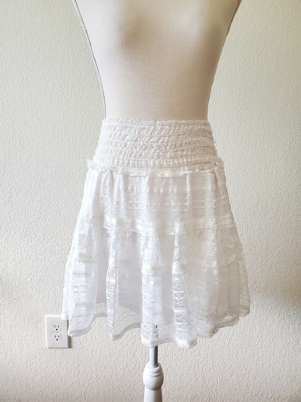 White Lace Tiered Skirt - Women